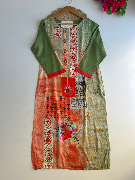 D628-Muslin straight Kurti