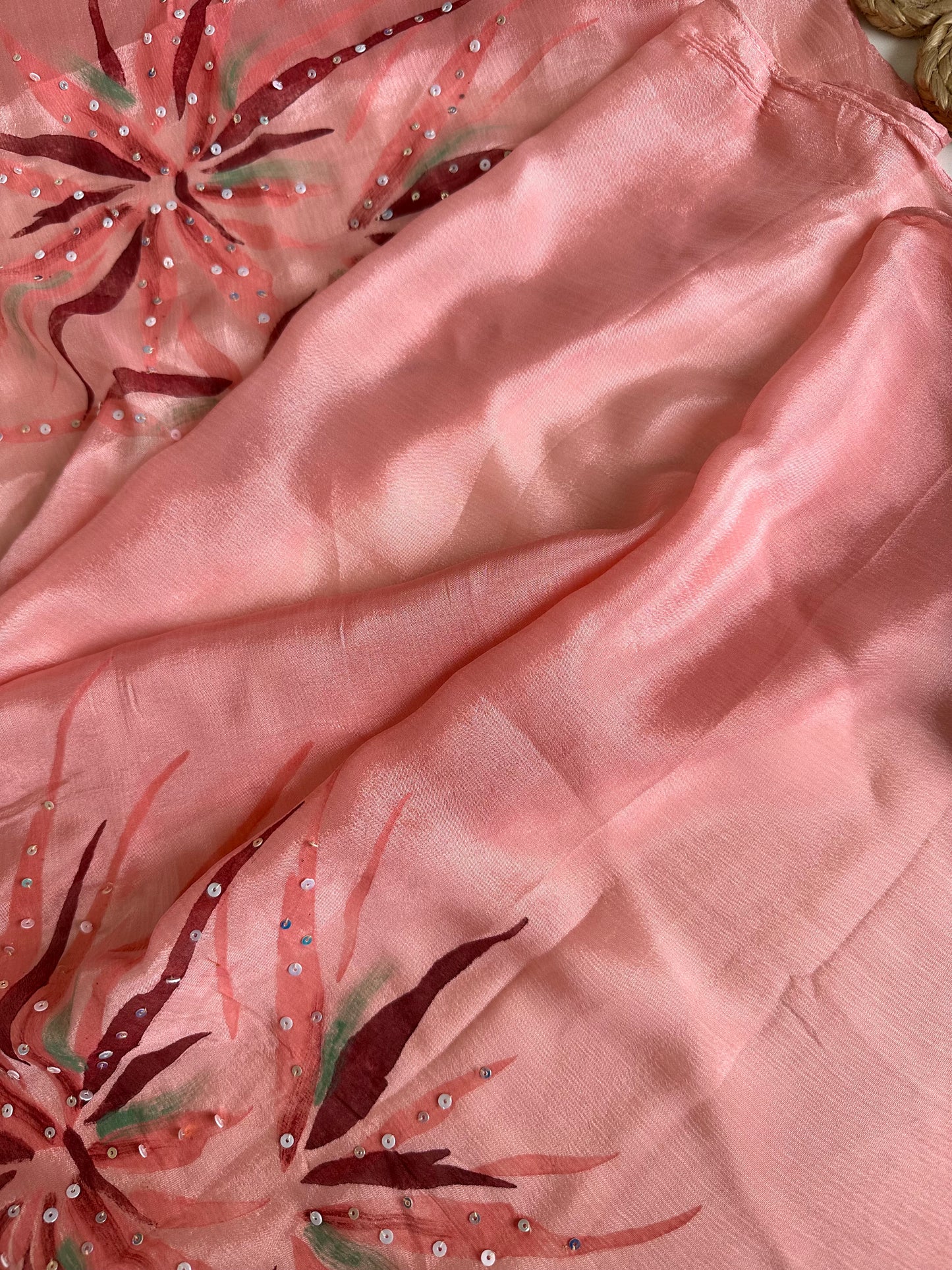 K051 - Pure Chinnon handwork Aline Kurti with pants and dupatta