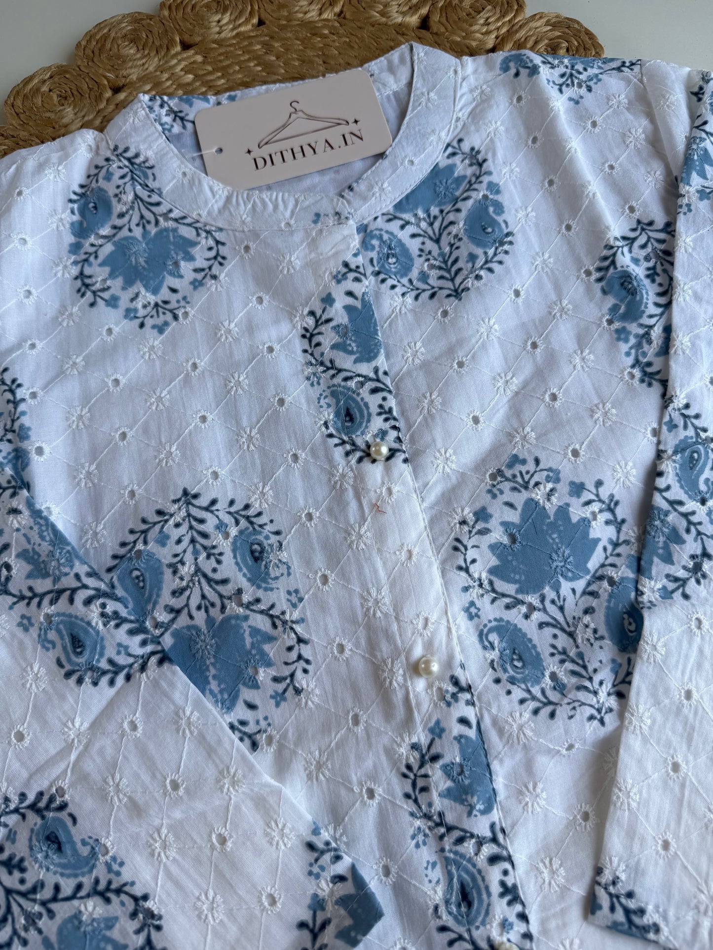 K641 - Schiffli cotton embroidered coord set