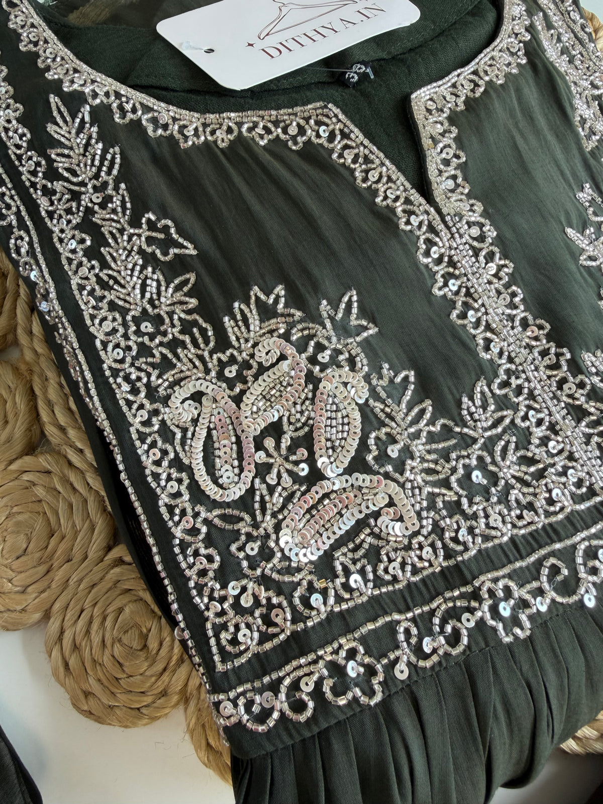 K565 - Mul chanderi handwork Anarkali with pants and dupatta