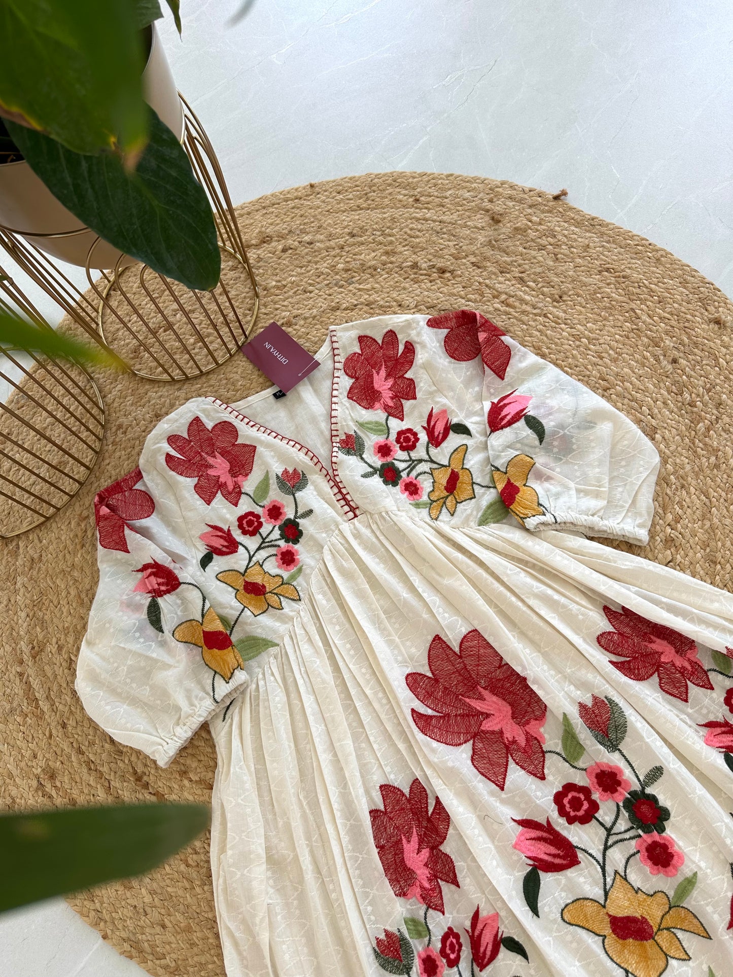 K327 - Cotton hand embroidery Dress in 4 styles