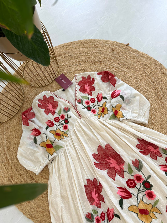 K327 - Cotton hand embroidery Dress in 4 styles