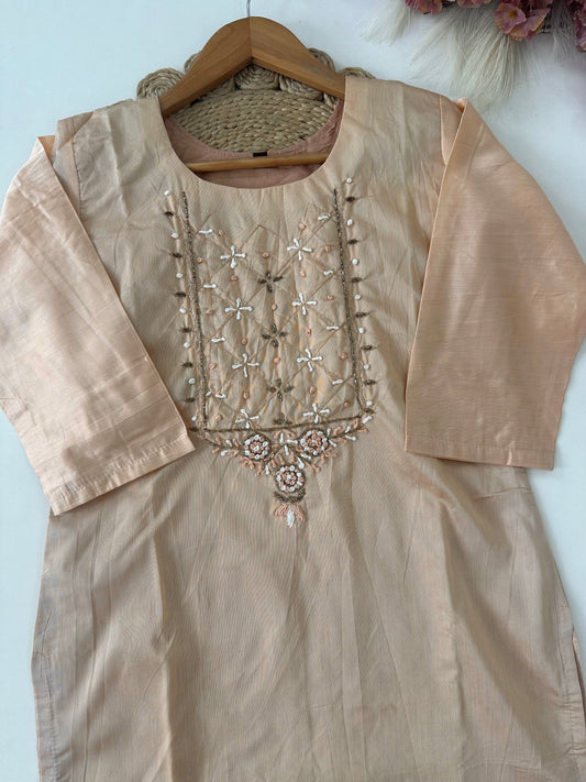 D226 - Roman silk straight kurti with pants and dupatta