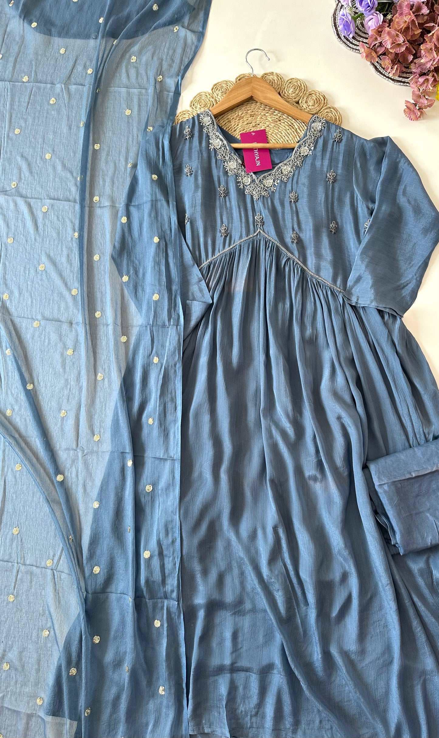 D021 -Chinnon Alia cut Anarkali with pants and dupatta