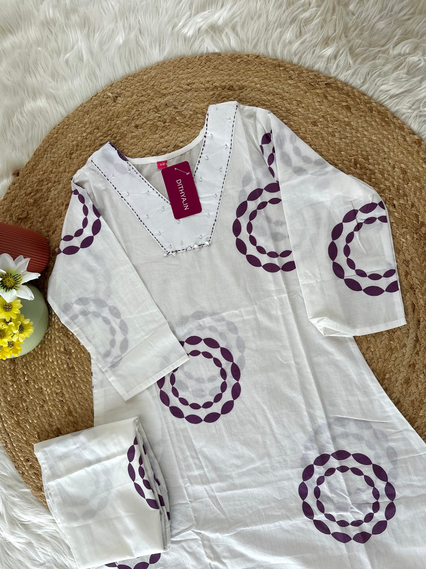 K418 - Cotton Aline Kurti with pants