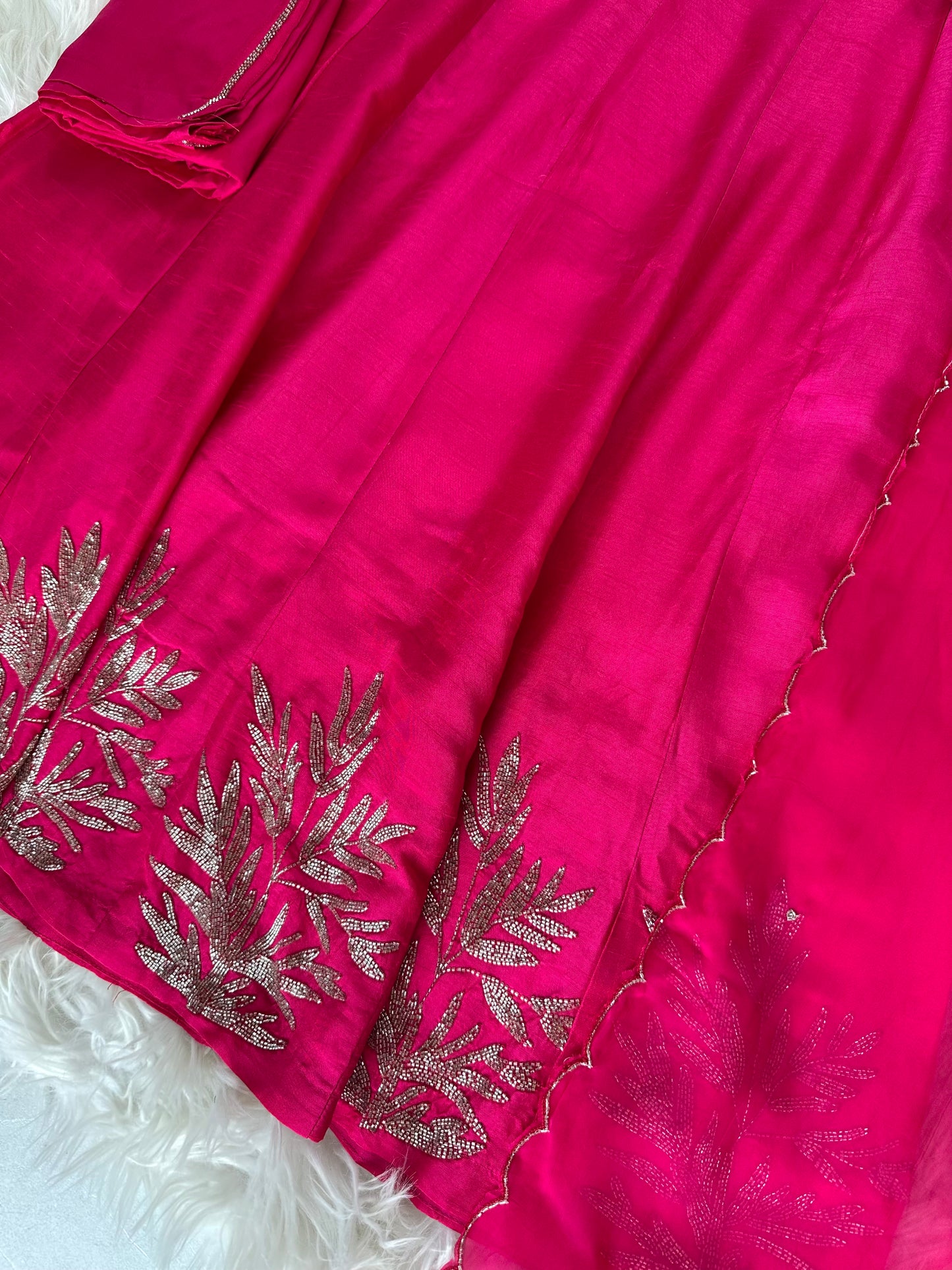 K113 - Russian silk Zardosi work Anarkali with pants and dupatta .