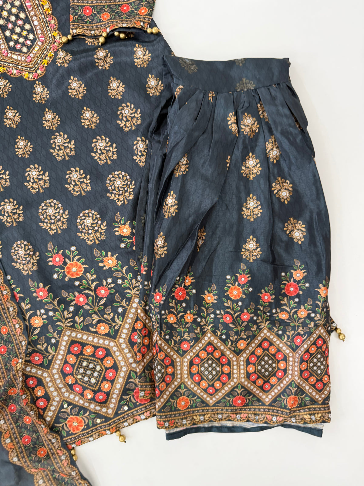 K567 - Rayon printed Kurti with sharara and dupatta