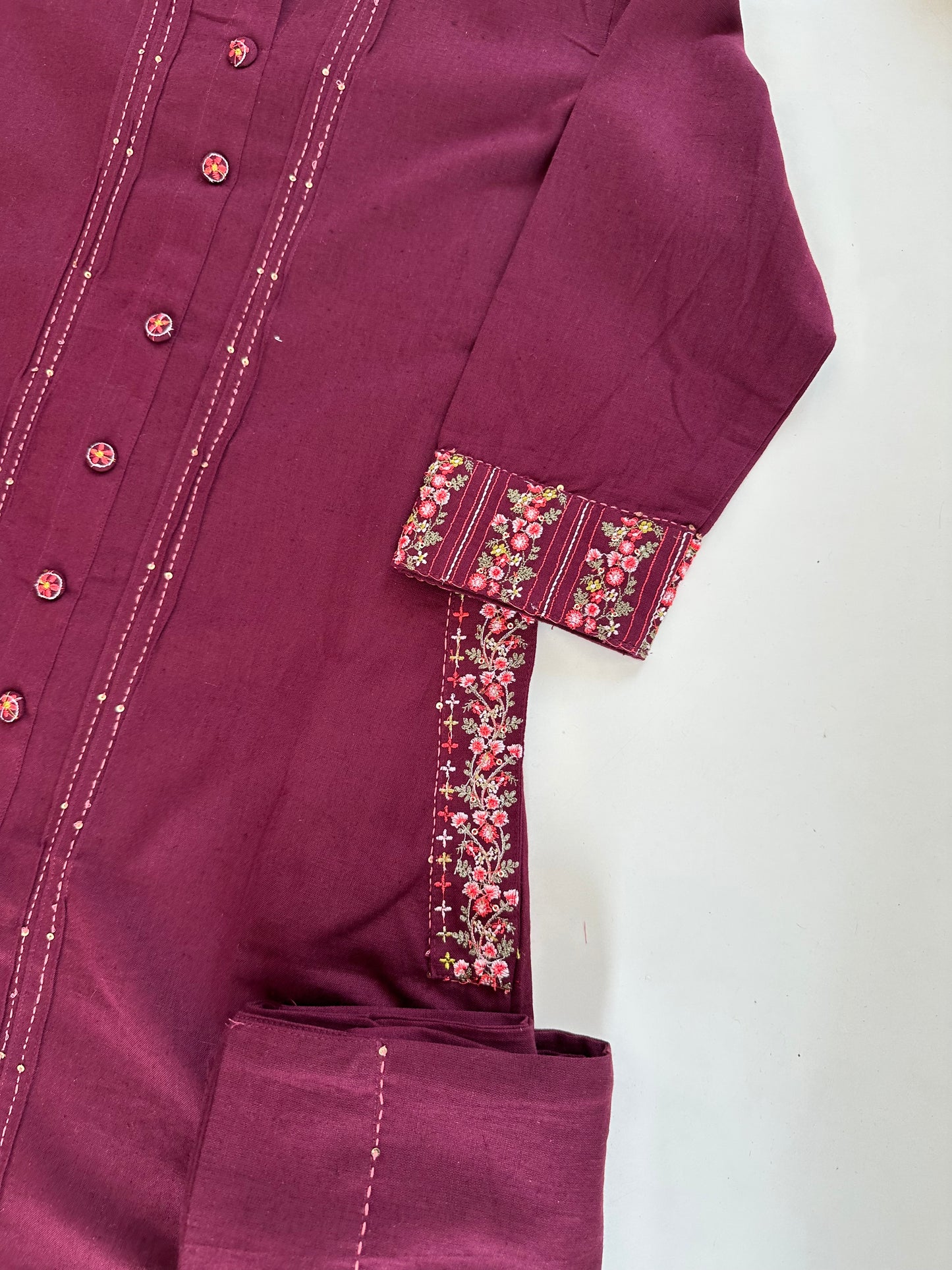 K294 - Cotton embroidered Aline Kurti with pants