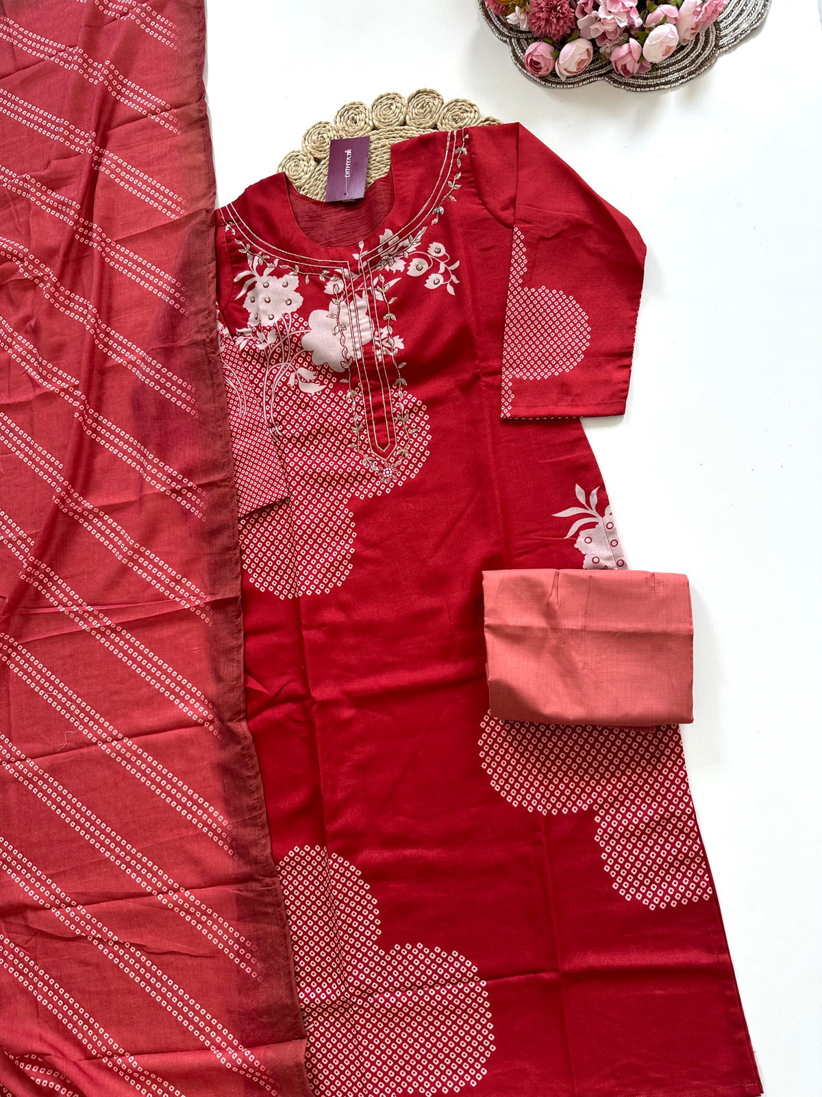 K320 - Roman silk straight Kurti with pants and dupatta