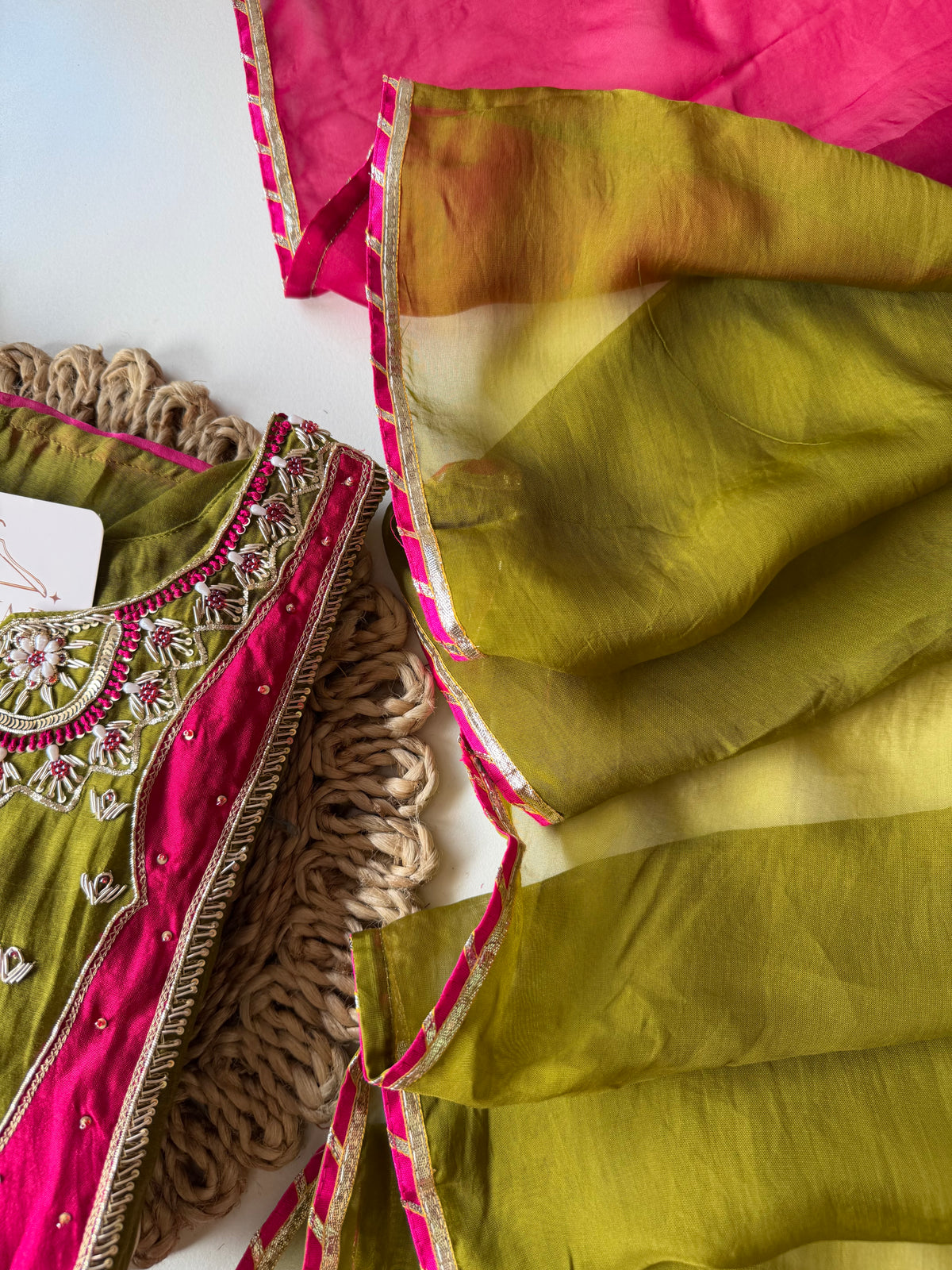 K051 - Mul chanderi handwork Anarkali with pants and dupatta