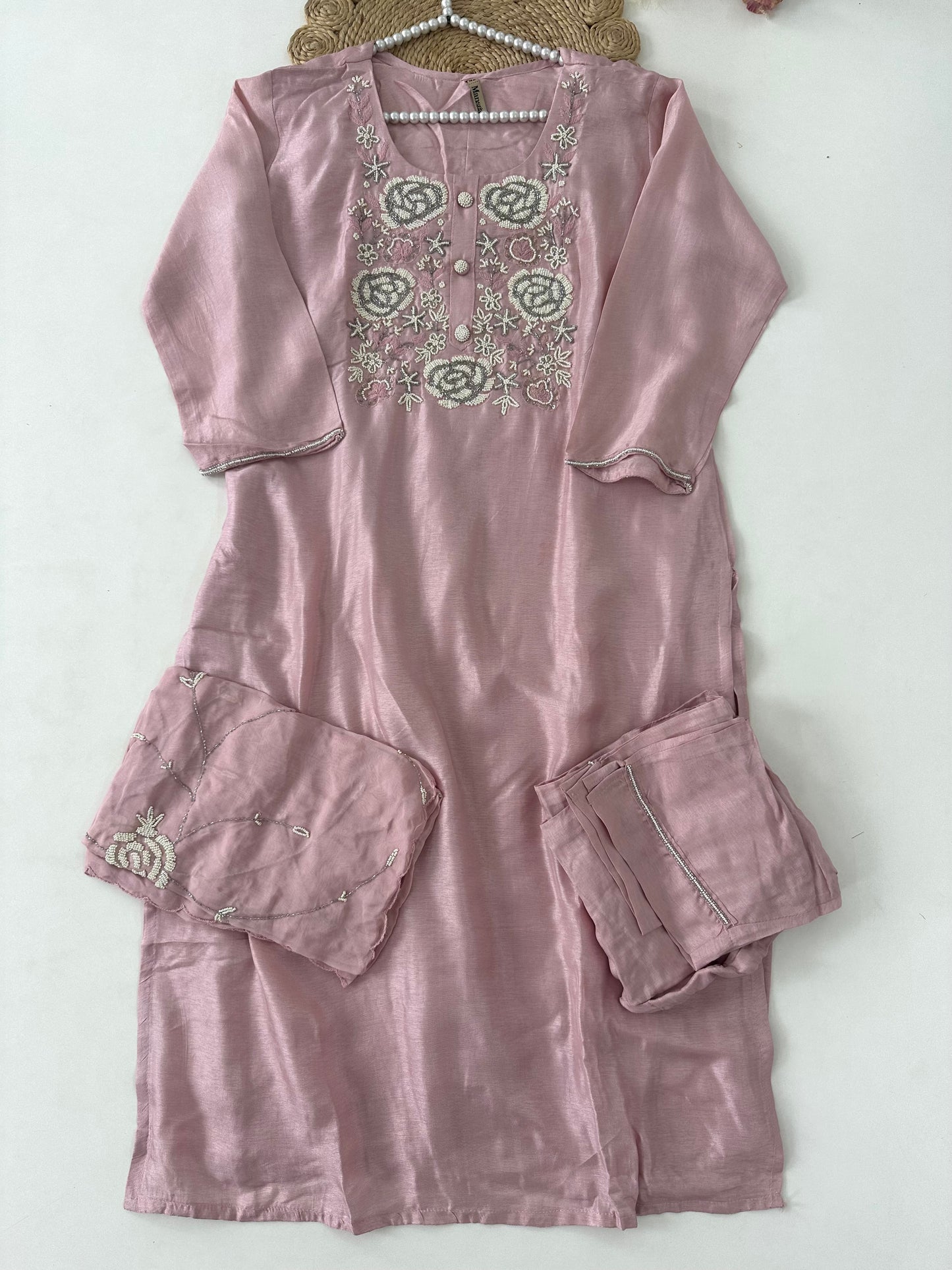D237 - Dola silk straight kurti with pants and dupatta
