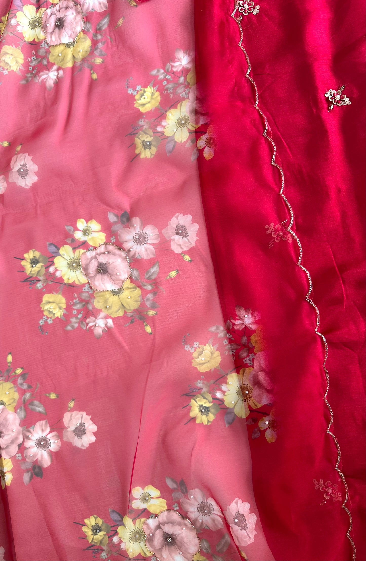 K018 - Russian silk handwork straight Kurti with pants and dupatta