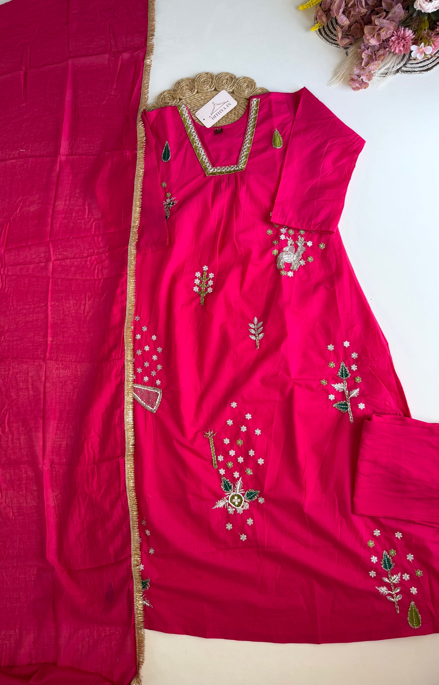 K272 - Roman silk Anarkali with pants and dupatta