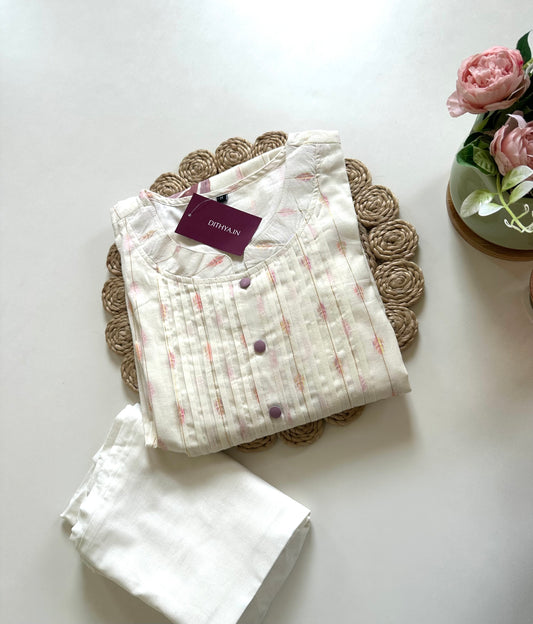 K312 - Cotton printed Aline Kurti with pants