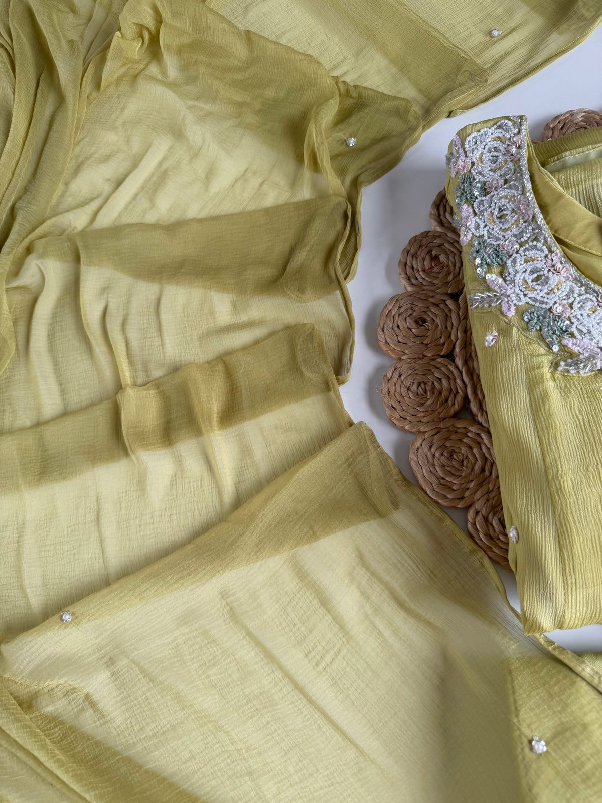 K620 - Pure Chinnon handwork Anarkali with pants and dupatta