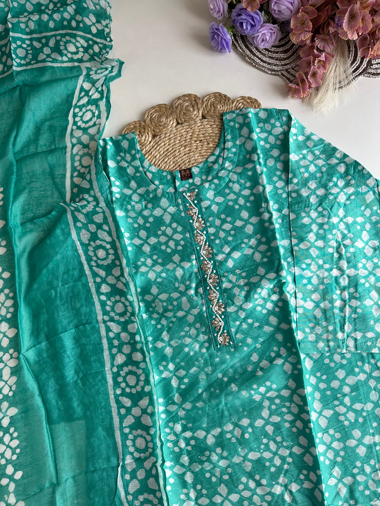 D332 - Roman silk straight kurti with pants and dupatta