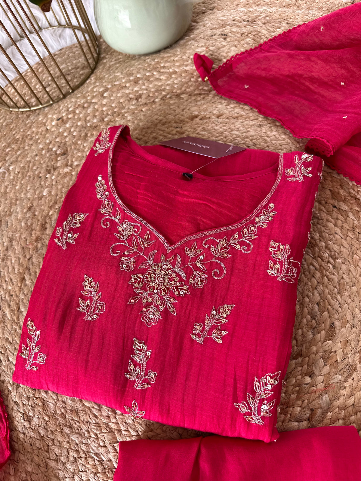 K005 - Mul Chanderi zardosi Anarkali with pants and dupatta in 3 colours