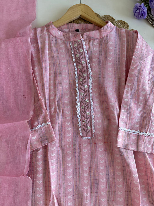 D359 - Roman silk straight kurti with pants and dupatta