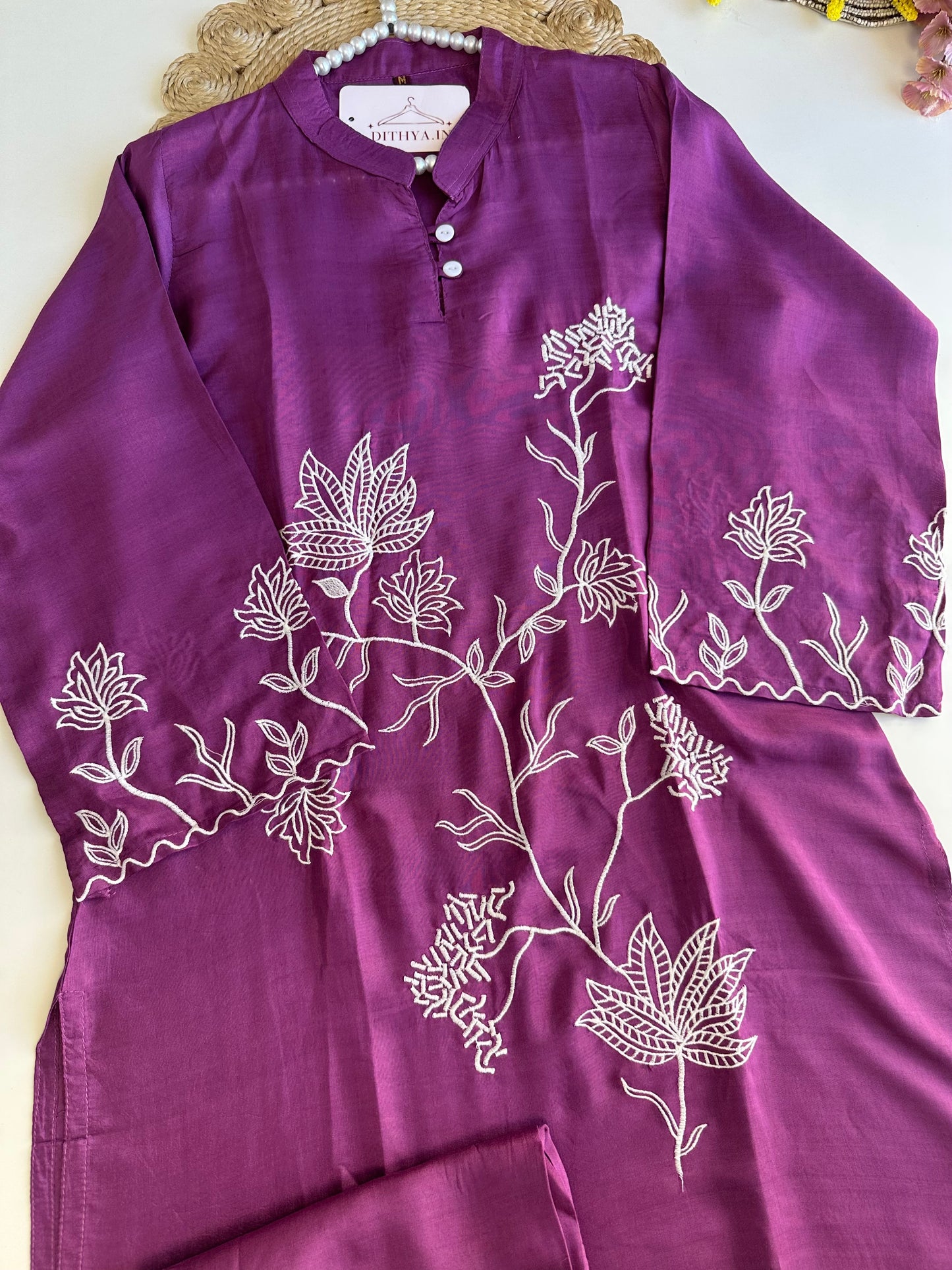 K497 - Muslin embroidered coord set