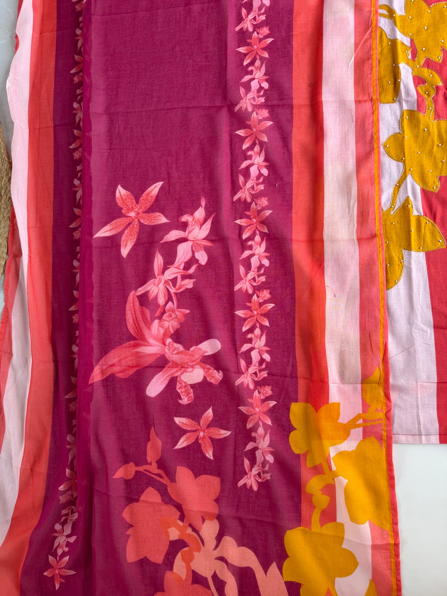 K666 - Mul cotton printed straight Kurti with pants and dupatta