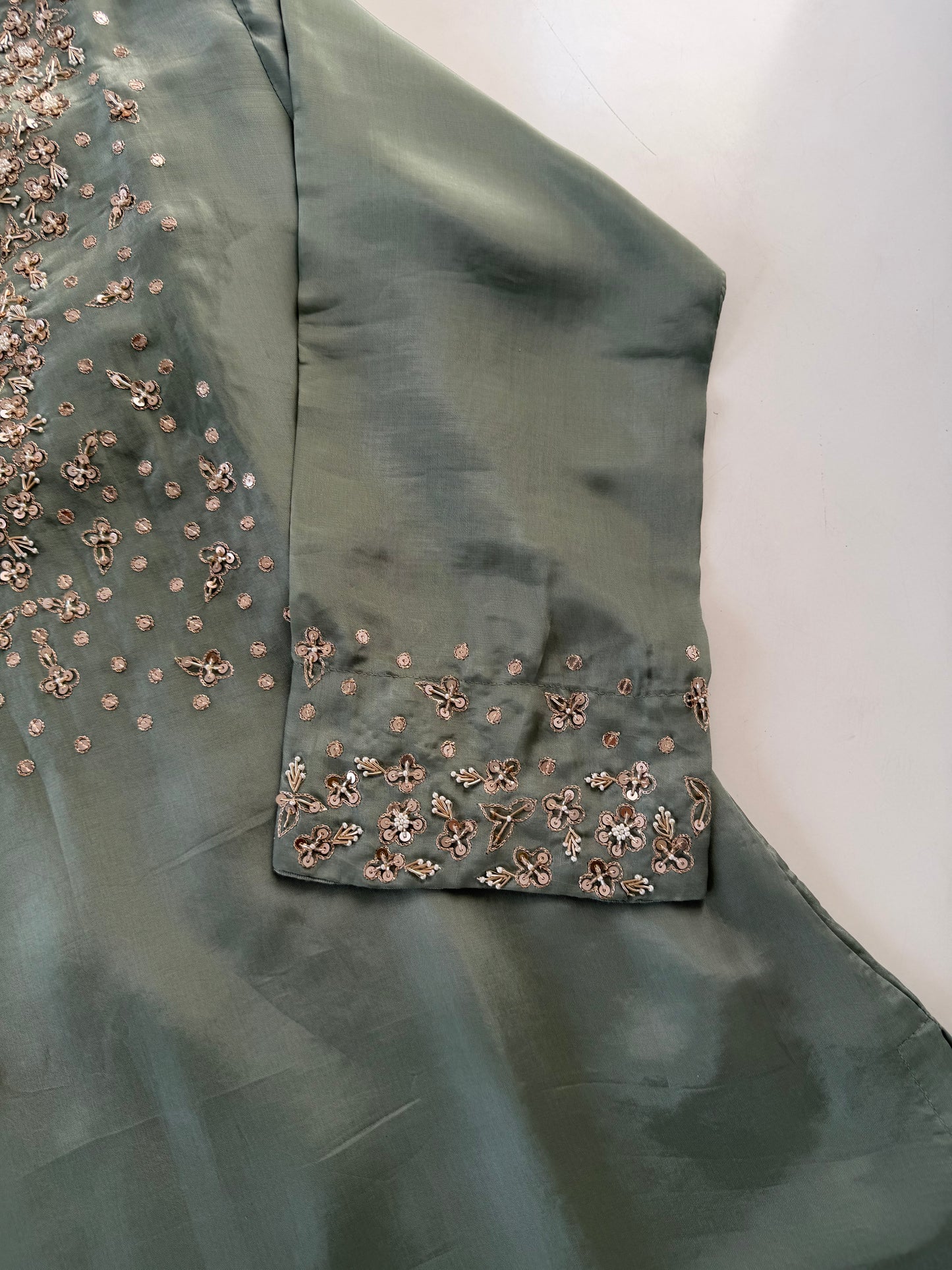 K082 - Ho silk Handwork straight Kurti with pants and dupatta