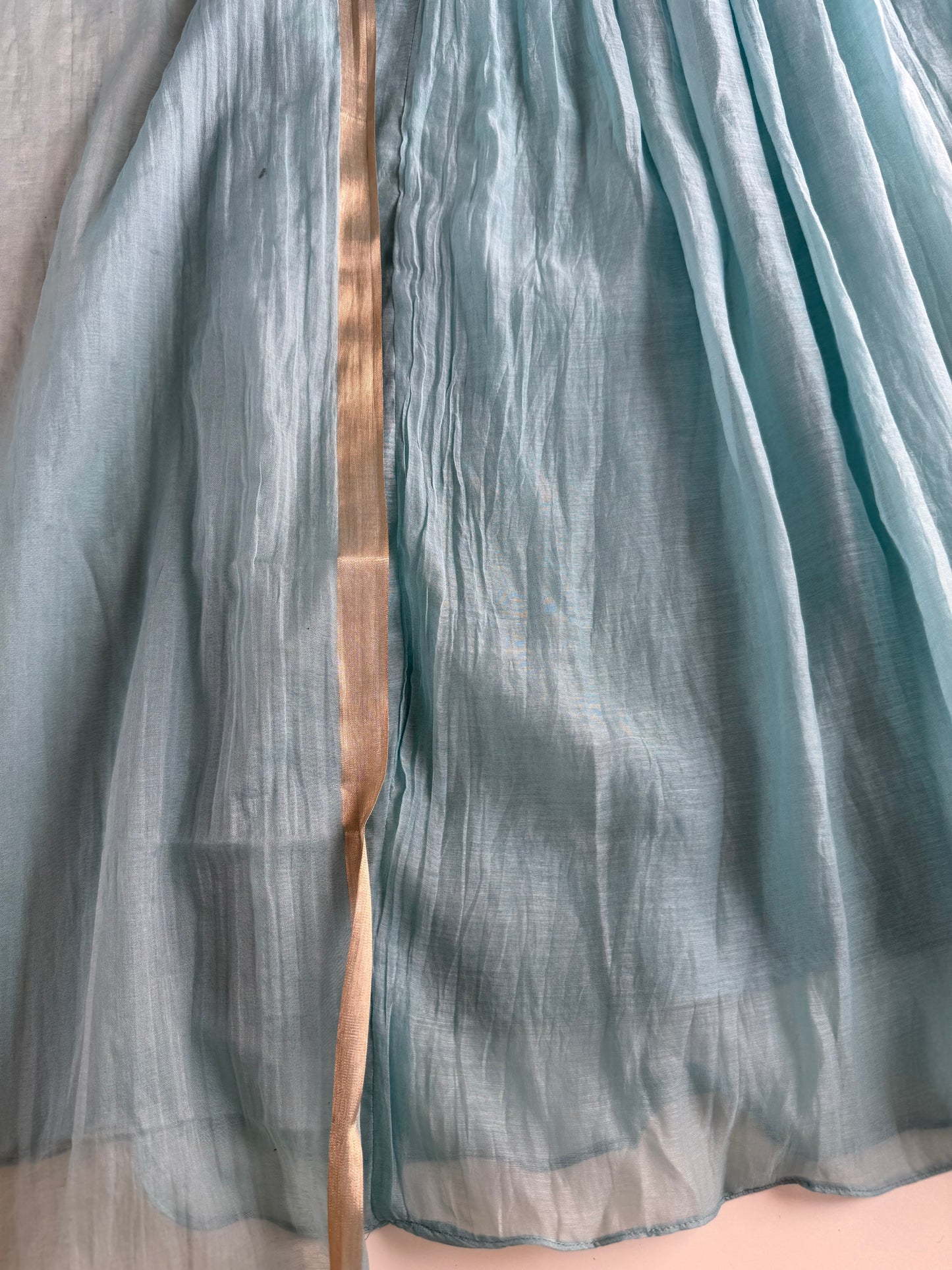K513 - Mul chanderi handwork Anarkali with pants and dupatta