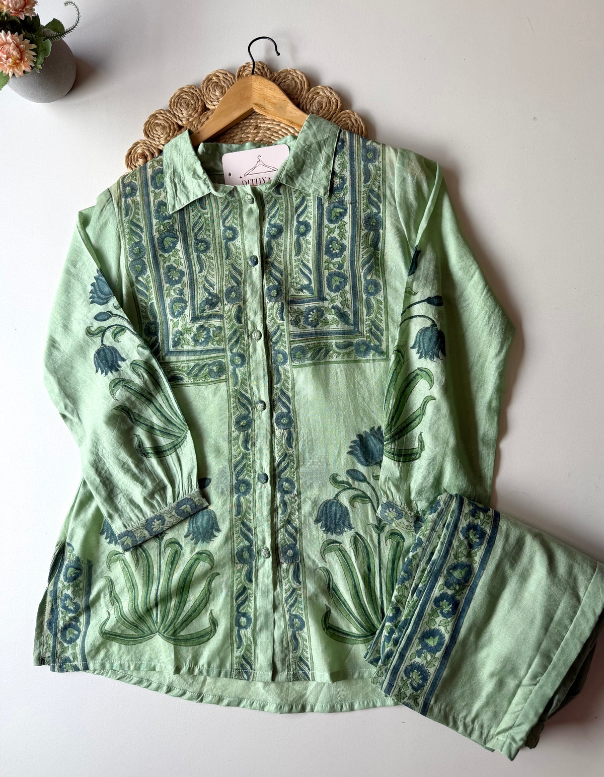 K404 - Mul chanderi printed coord set