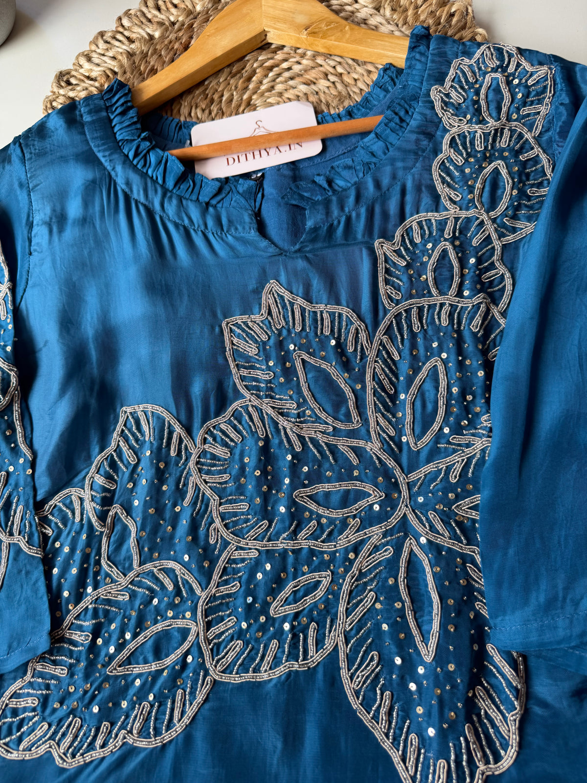 K531 - Pure crape handwork coord set in 2 colours