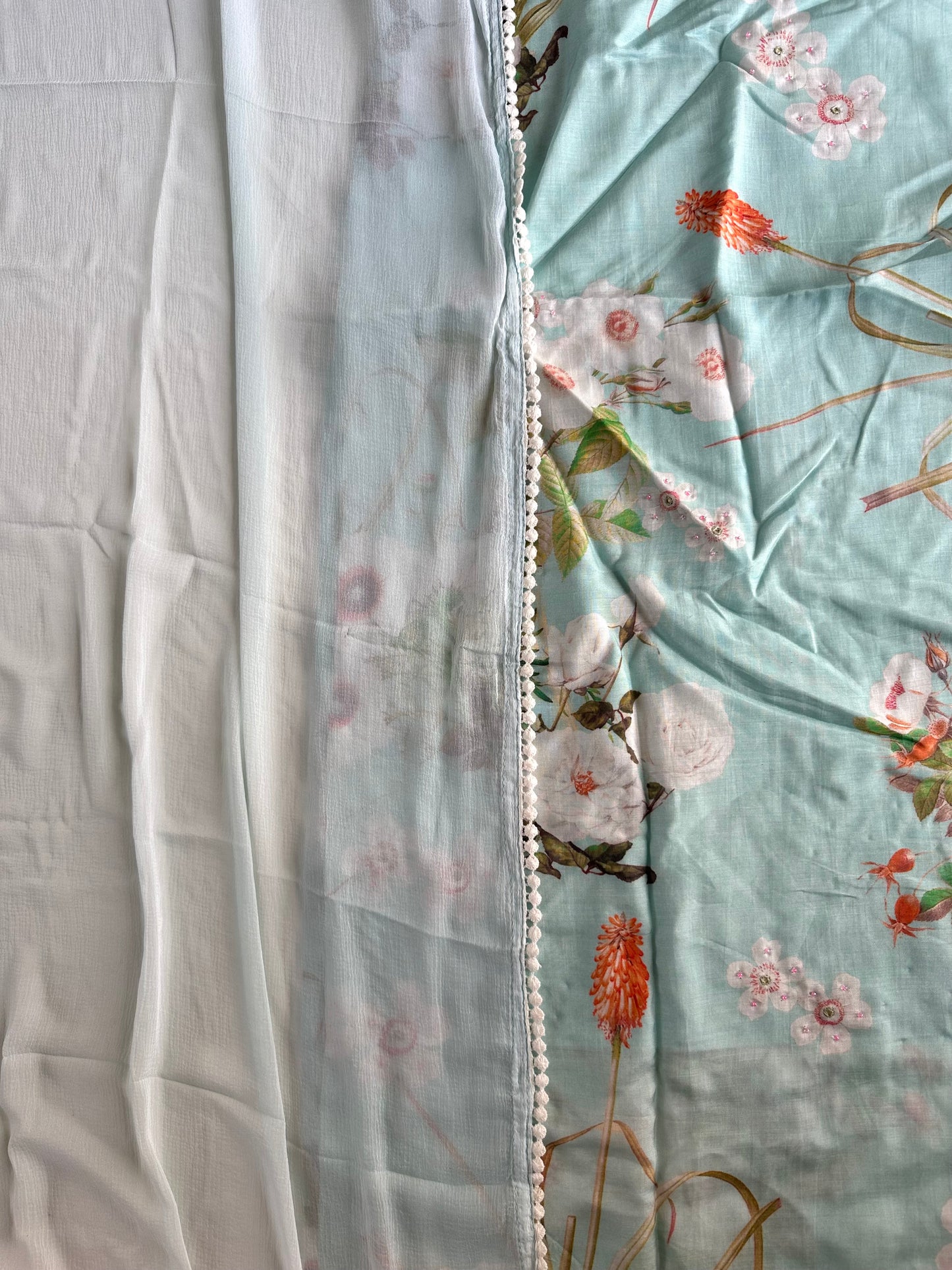 D341 - Muslin silk straight kurti with pants and dupatta
