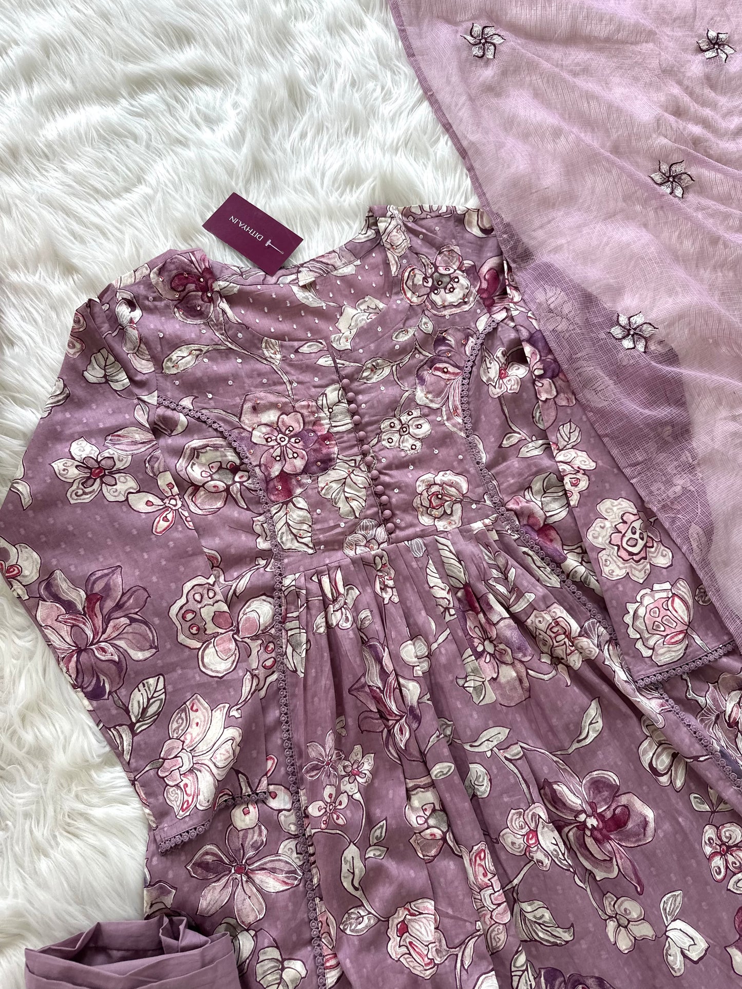 K358 - Cotton Anarkali with pants and dupatta