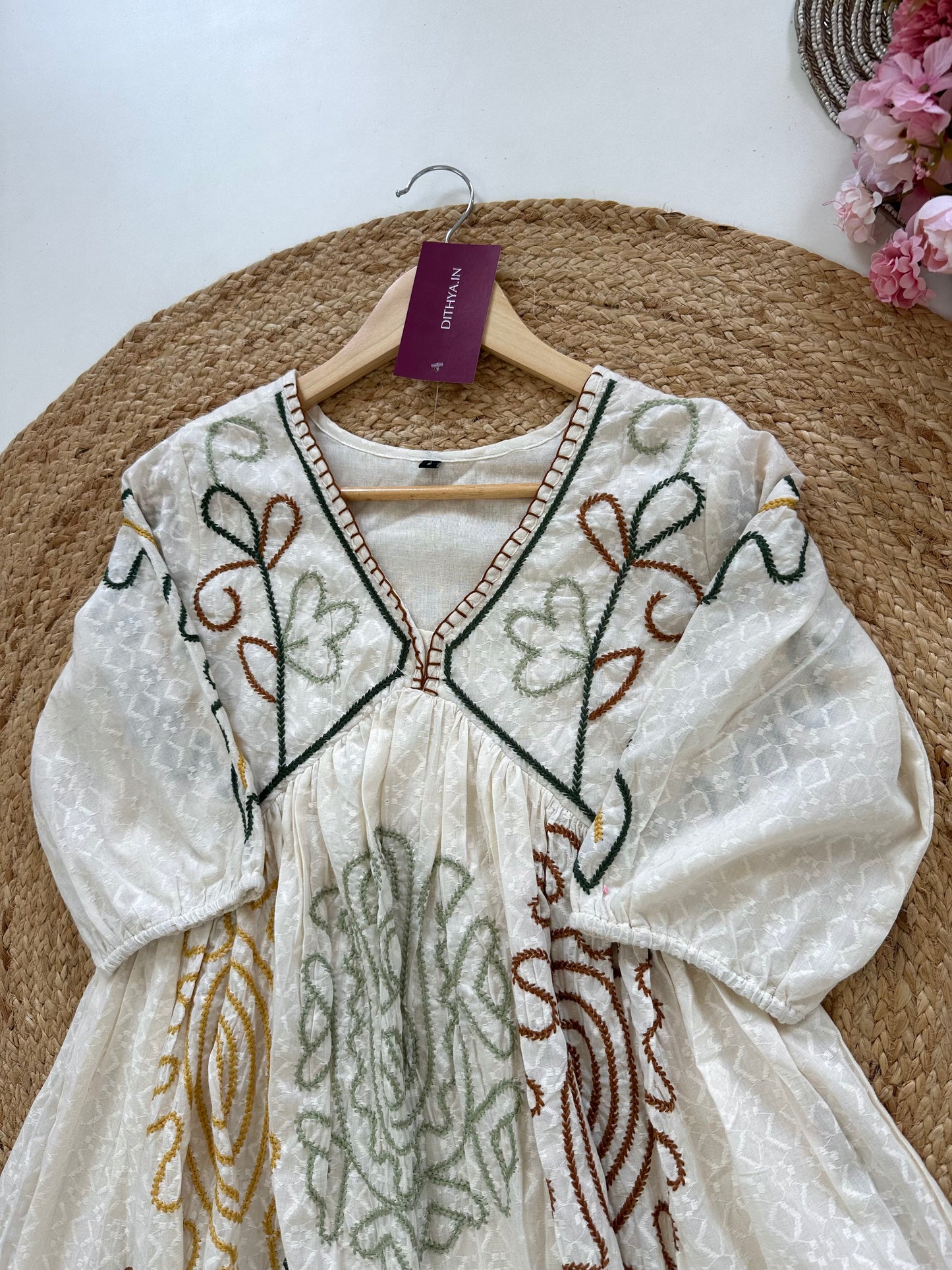 K406 - Cotton embroidered short tunic