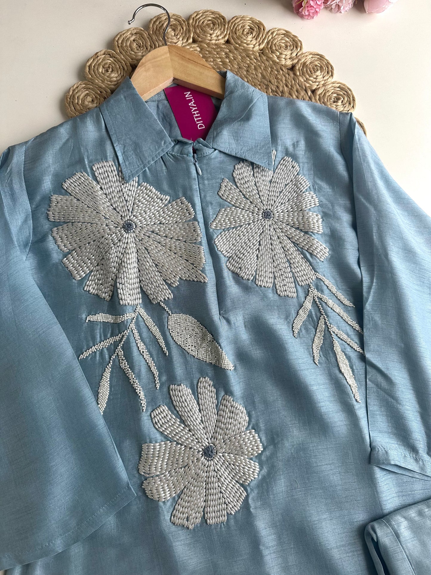 K007 - Russian silk pearl work coord set