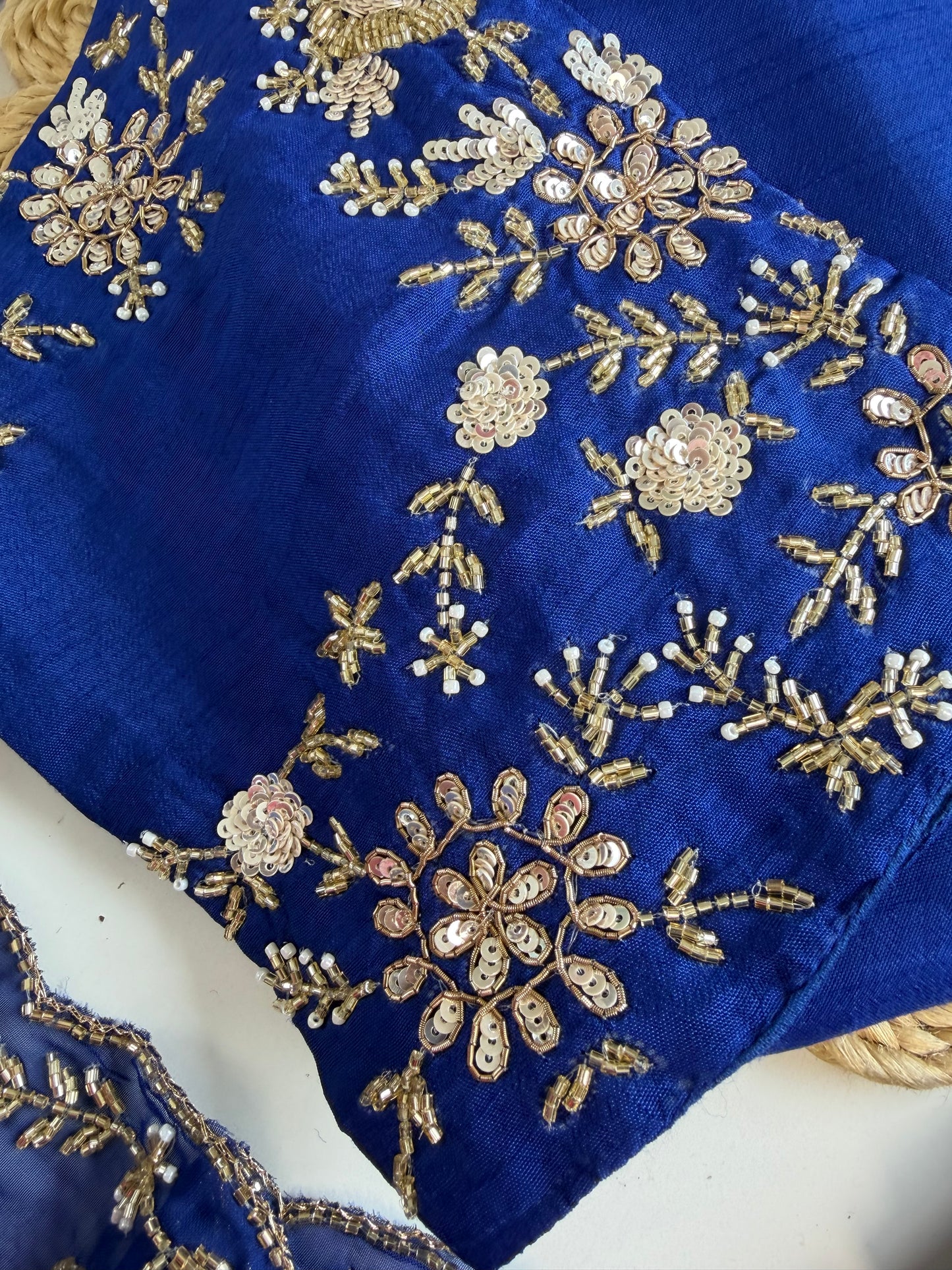 K544 - Russian silk handwork Aline Kurti with pants and dupatta