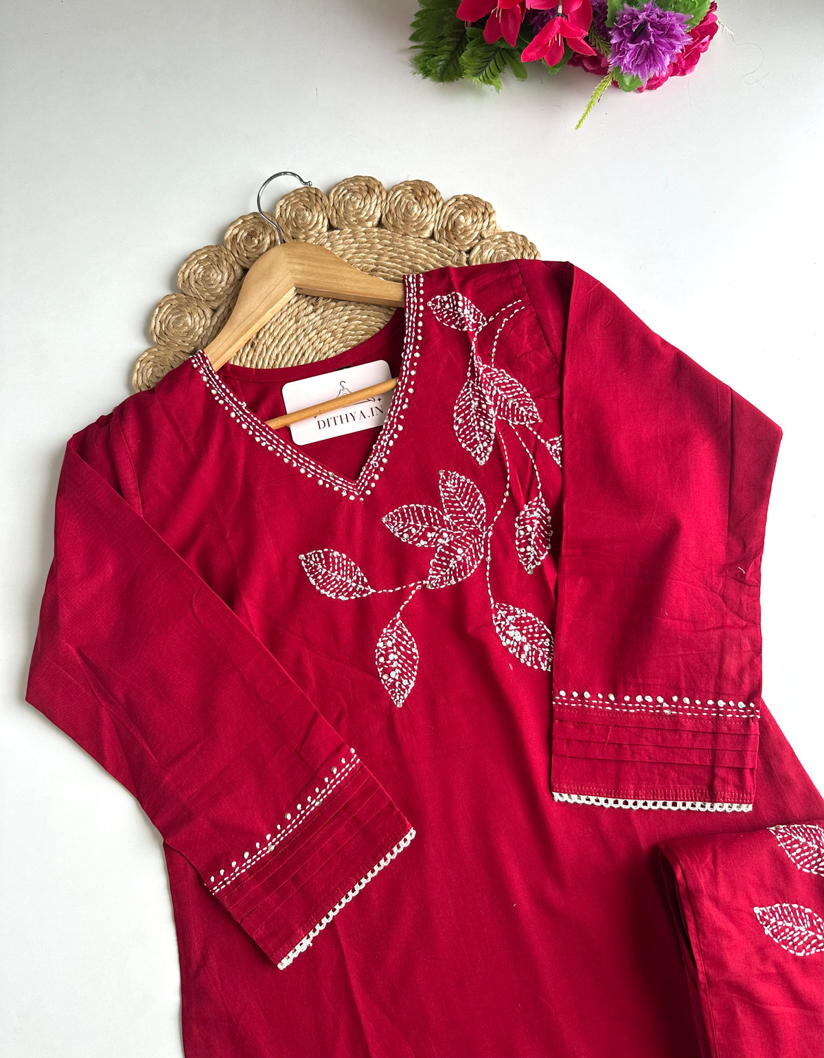 K526 - Besticktes Coord-Set aus Mul-Baumwolle