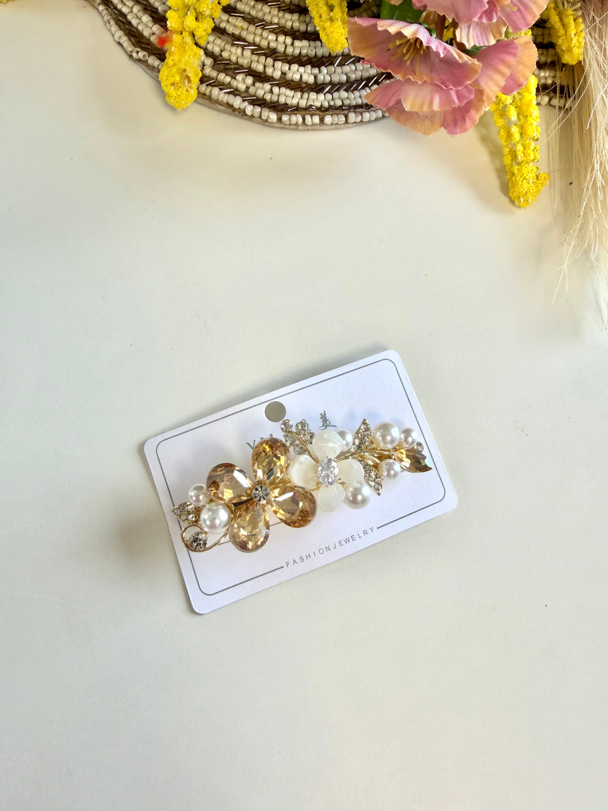 A046 - Designer-Haarspange mit Steinbesatz