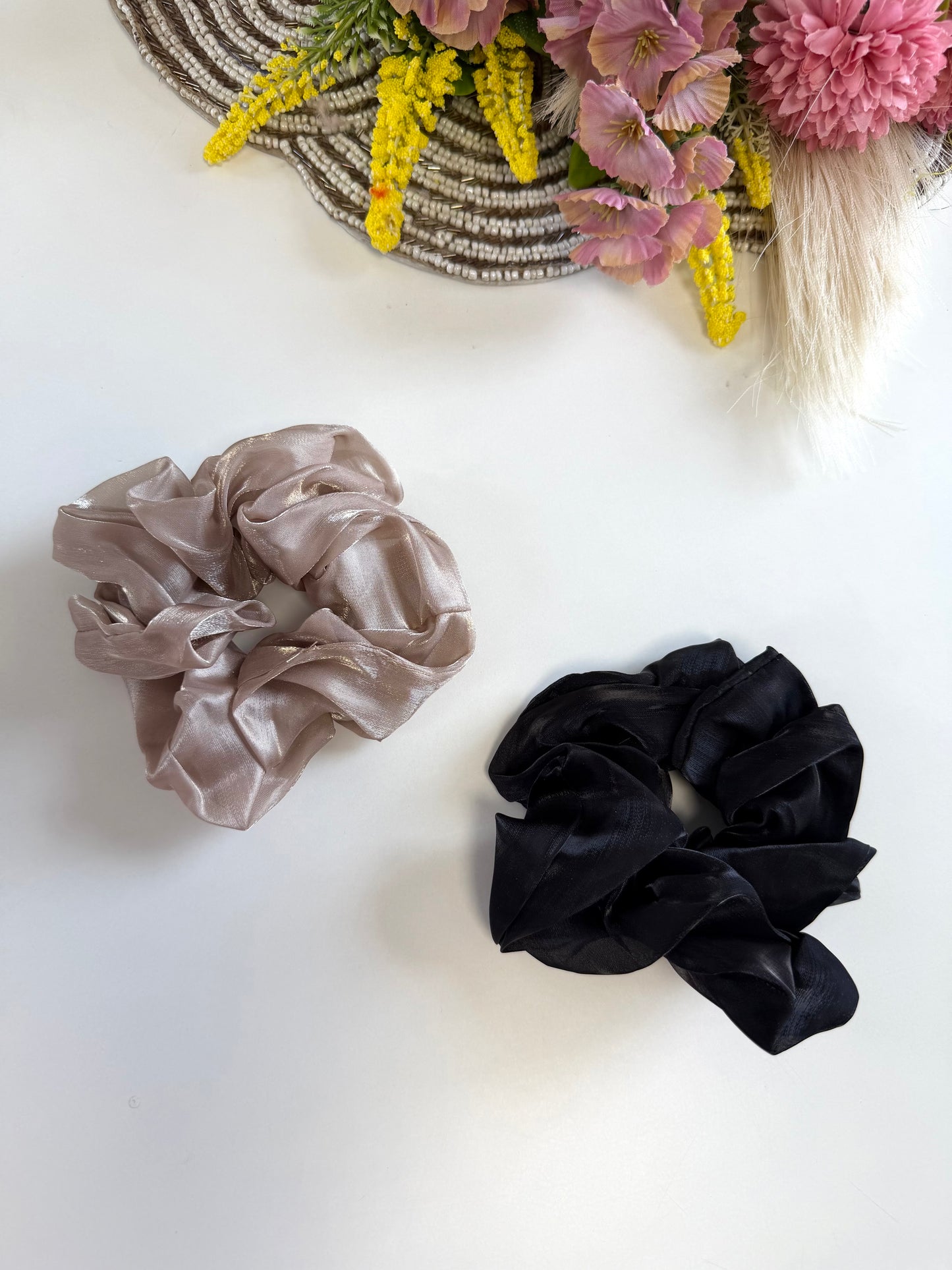 A054 - Set of 2 Satin hair scrunchies