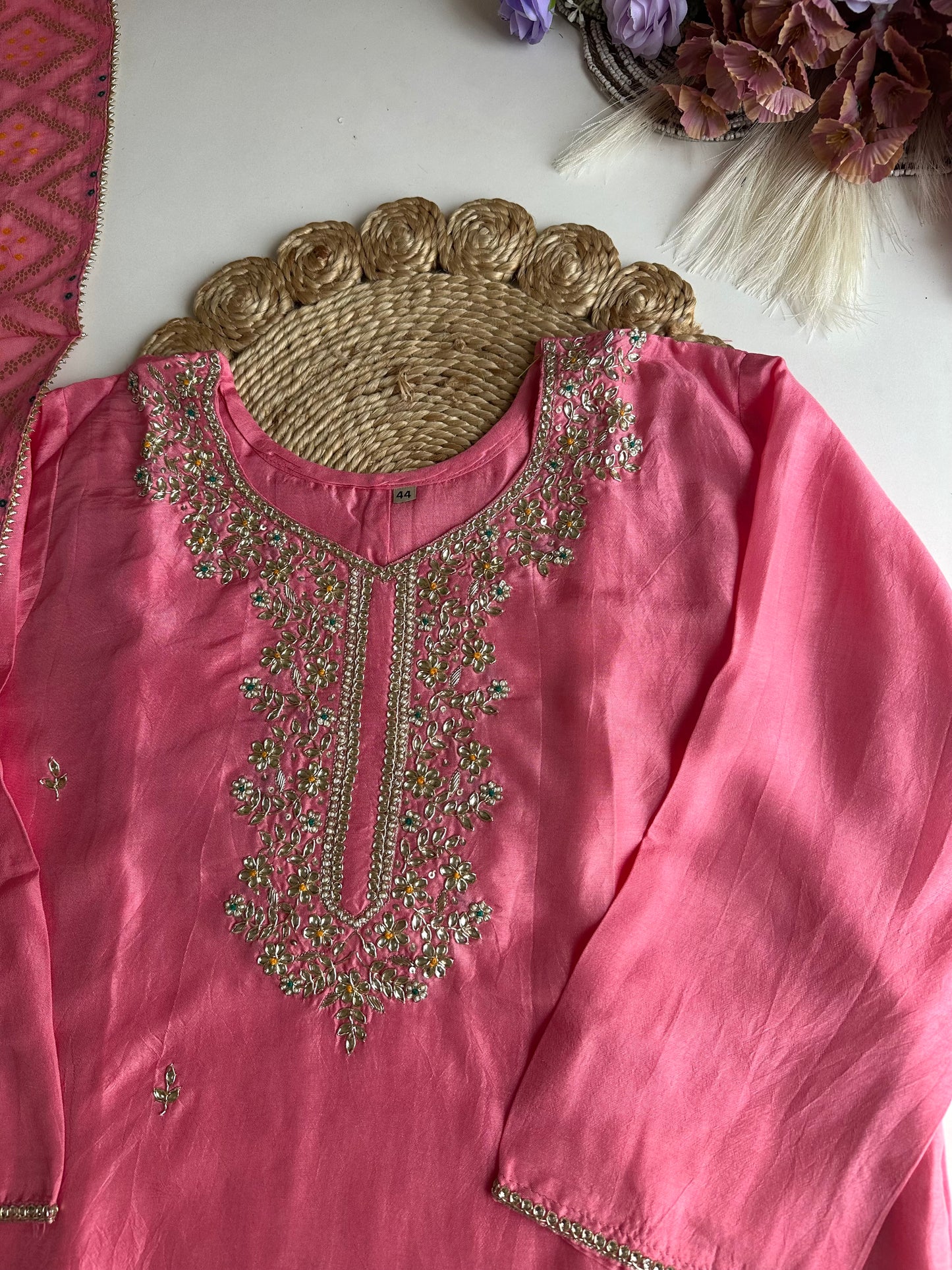 D248 - Dola silk straight kurti with Sharara and dupatta