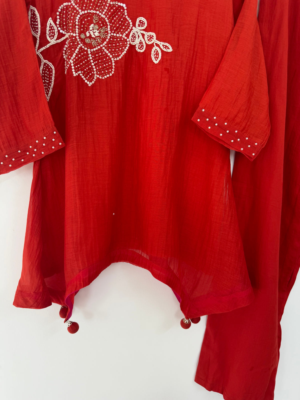 K117 - Mul chanderi handwork coord set