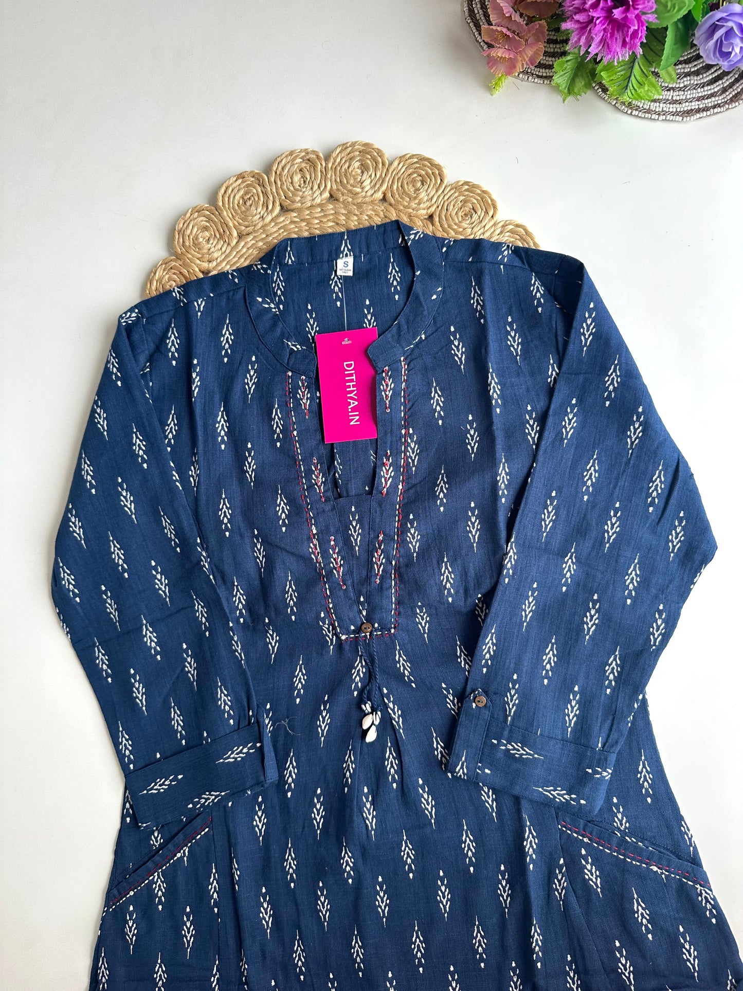 K392 - Cotton printed straight Kurti with pants