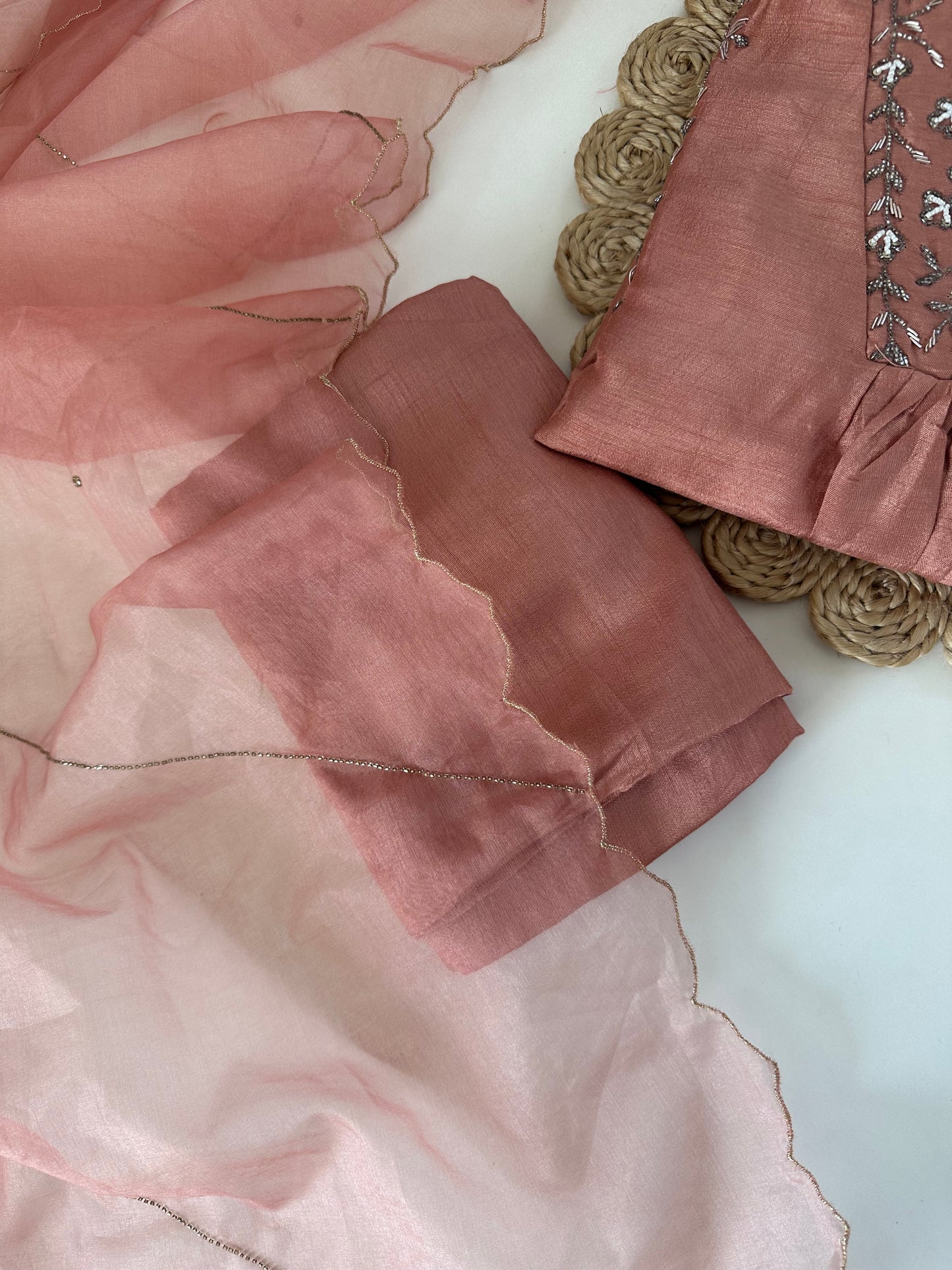 K200 - Russian silk handwork Anarkali with pants and dupatta .