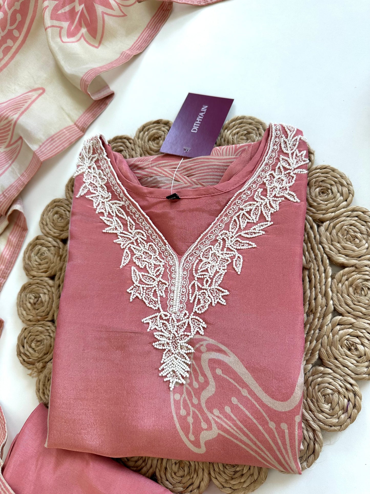 K153 - Tissue silk kurti with pants and dupatta