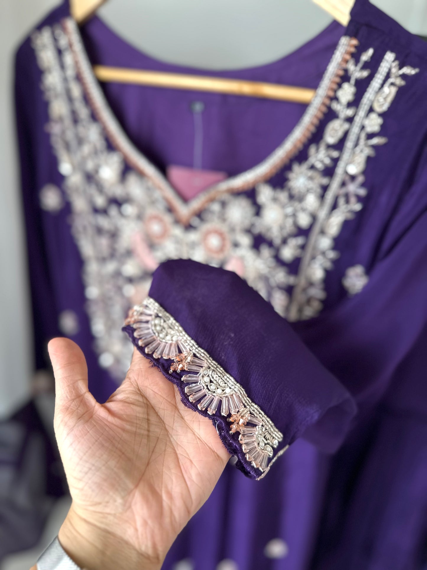 K081 - Chinnon heavy handwork Kurti with Sharara and dupatta