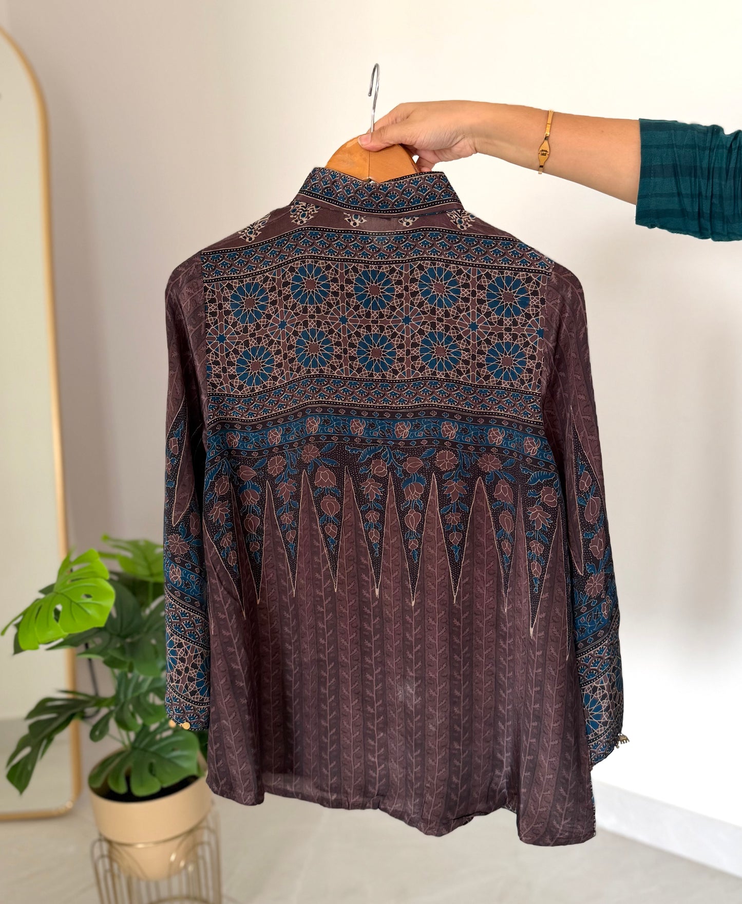 K410 - Pure crape Ajrakh shirt