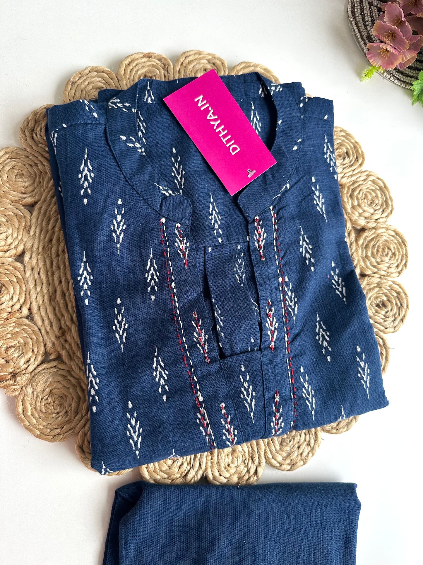 K392 - Cotton printed straight Kurti with pants