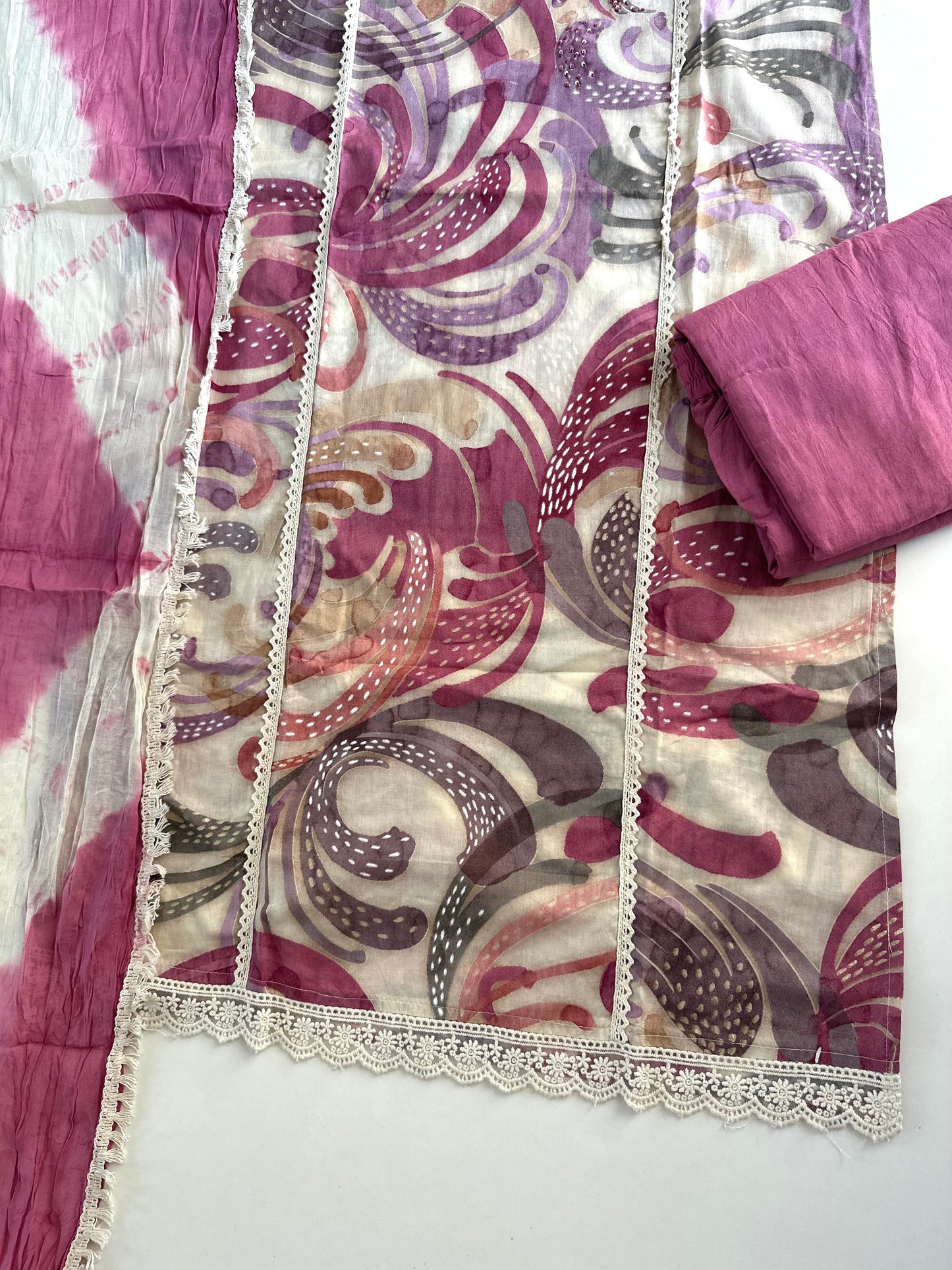 K030 - Cotton embroidered straight Kurti with pants and dupatta