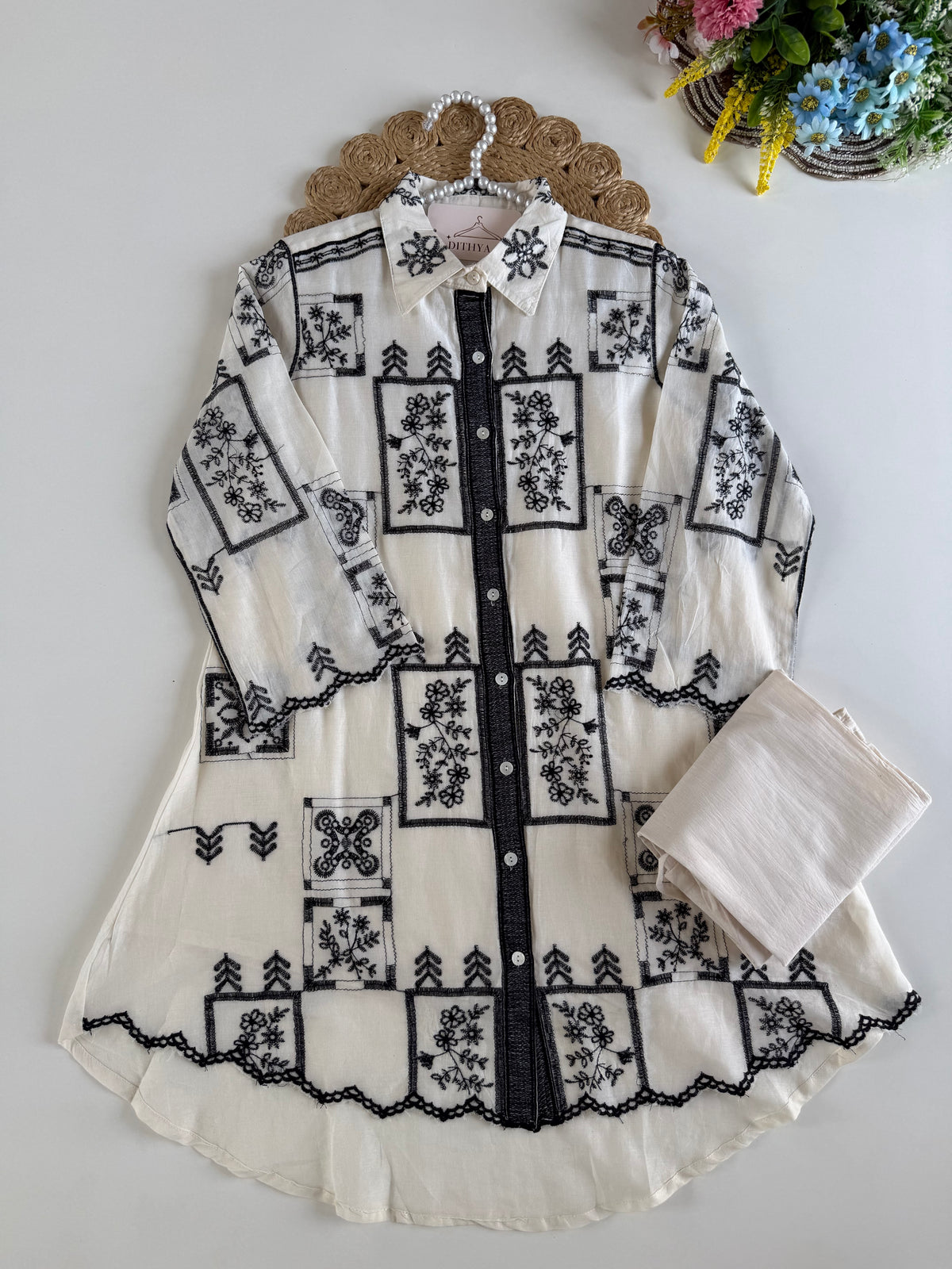 K518 - Mul cotton embroidered coord set