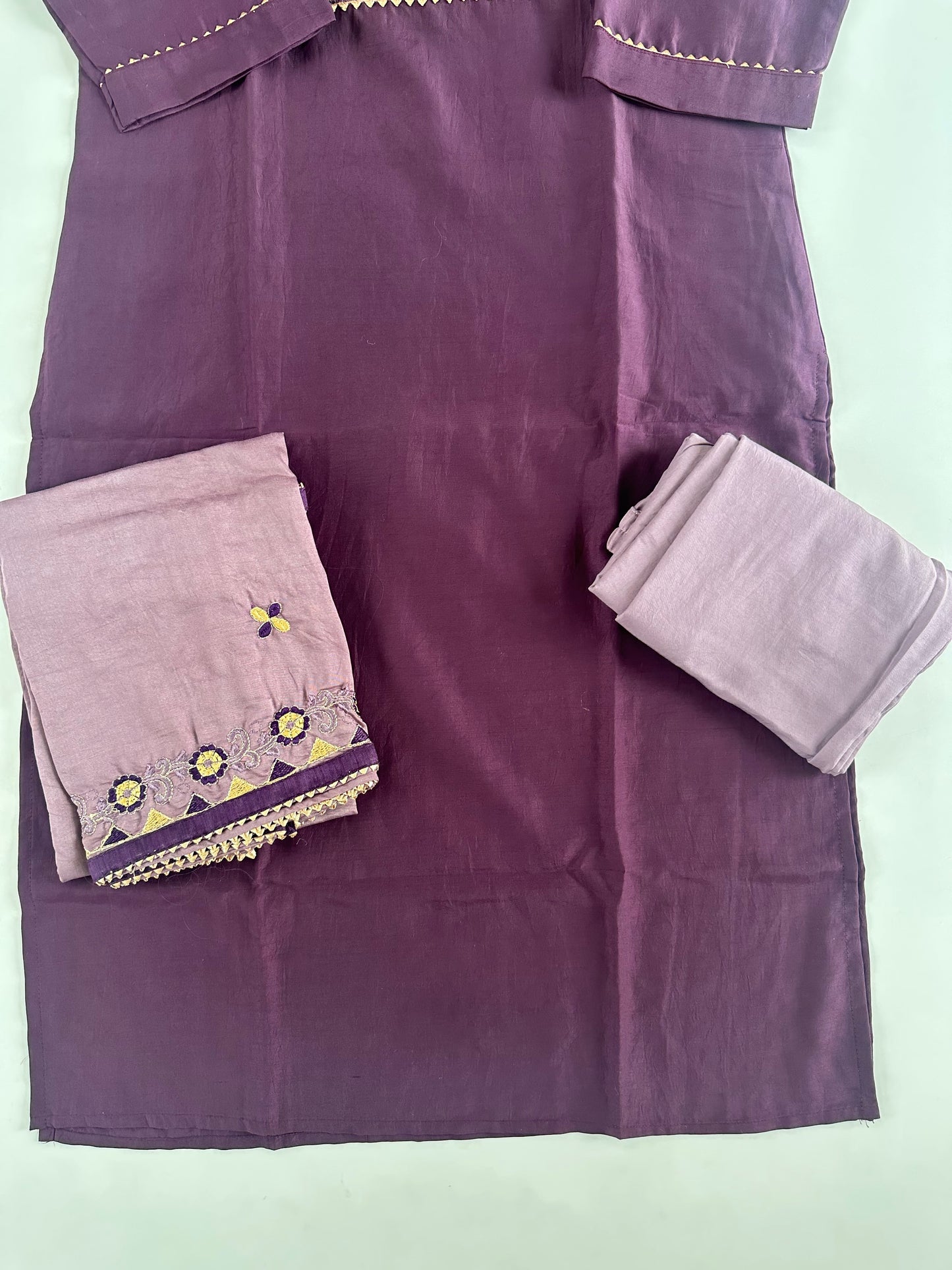 D204 - Roman silk straight kurti with pants and dupatta