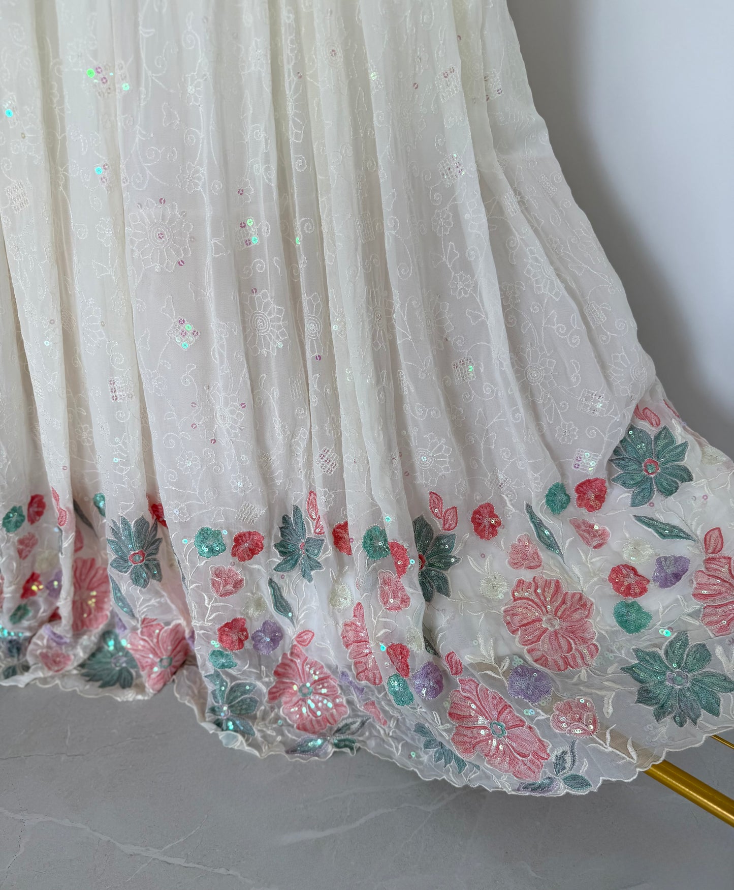 K524 - Georgette Floral embroidered crop blazer with gown
