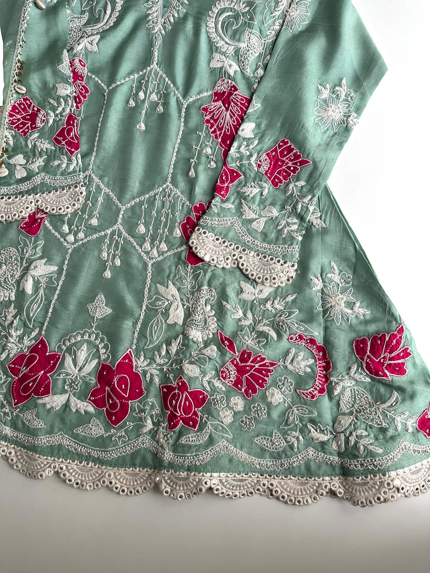 K277 - Russian silk heavy peplum Kurti with palazzo and dupatta