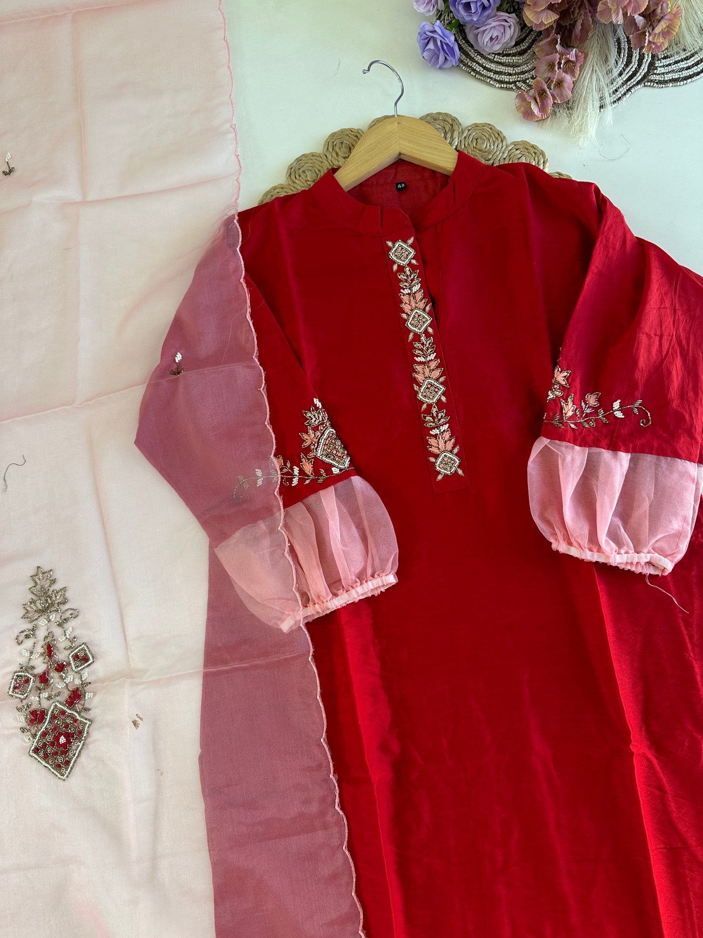 D384 - Dola silk straight kurti with dupatta